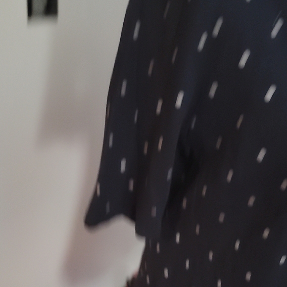 Ann Taylor/Loft  Navy and Silver Polka Dot Blouse - Picture 3 of 7